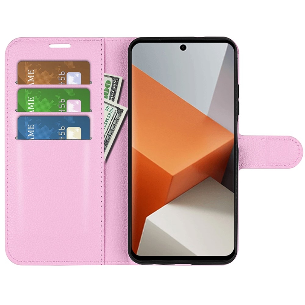 Litchi könyv tok Xiaomi Redmi Note 13 Pro+ 5G - rózsaszínű