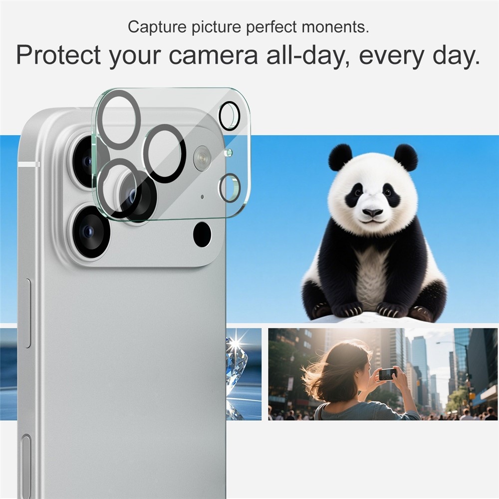 IMK kamera lencse üveg iPhone 17 Pro Max - fekete gyűrűk