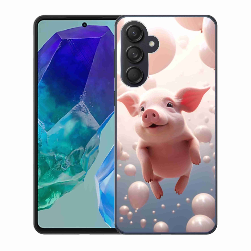 Gél borító mmCase Samsung Galaxy M55 5G - malac lufikkal Samsung Galaxy M55 5G-hez