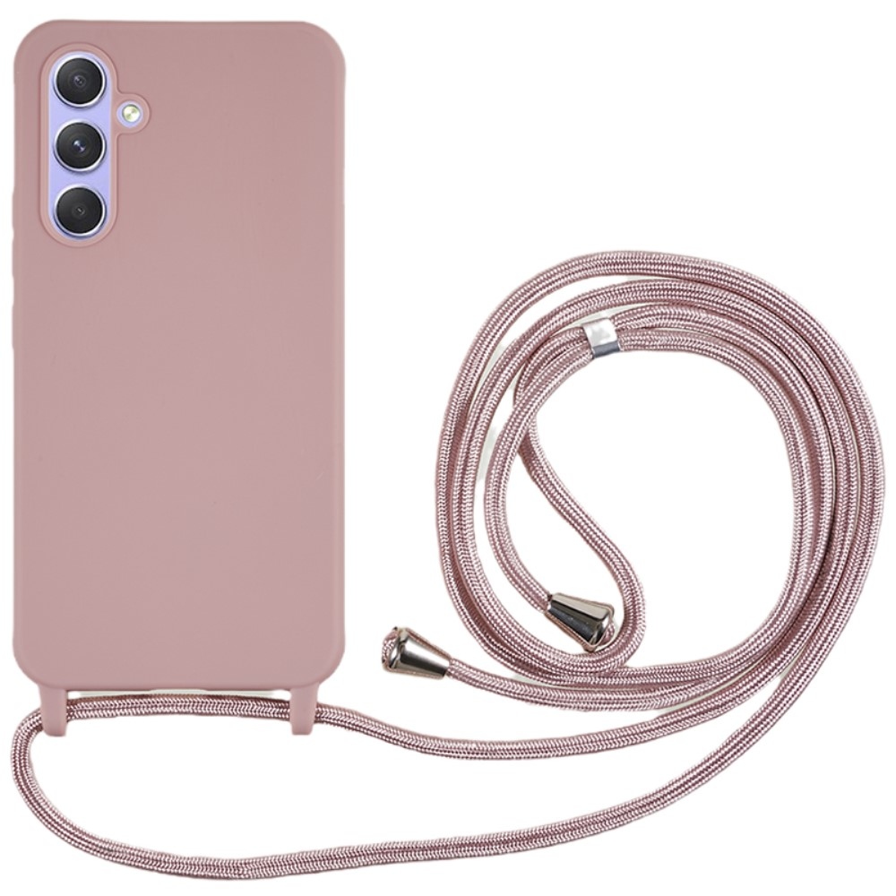 Zsinórral ellátott zselés tok Samsung Galaxy S25 készülékhez - sötét rózsaszínű