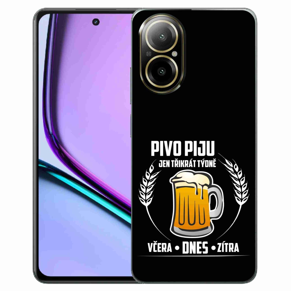 Gél borítás mmCase a Realme C67 készülékhez - sör motívum fekete háttérrel