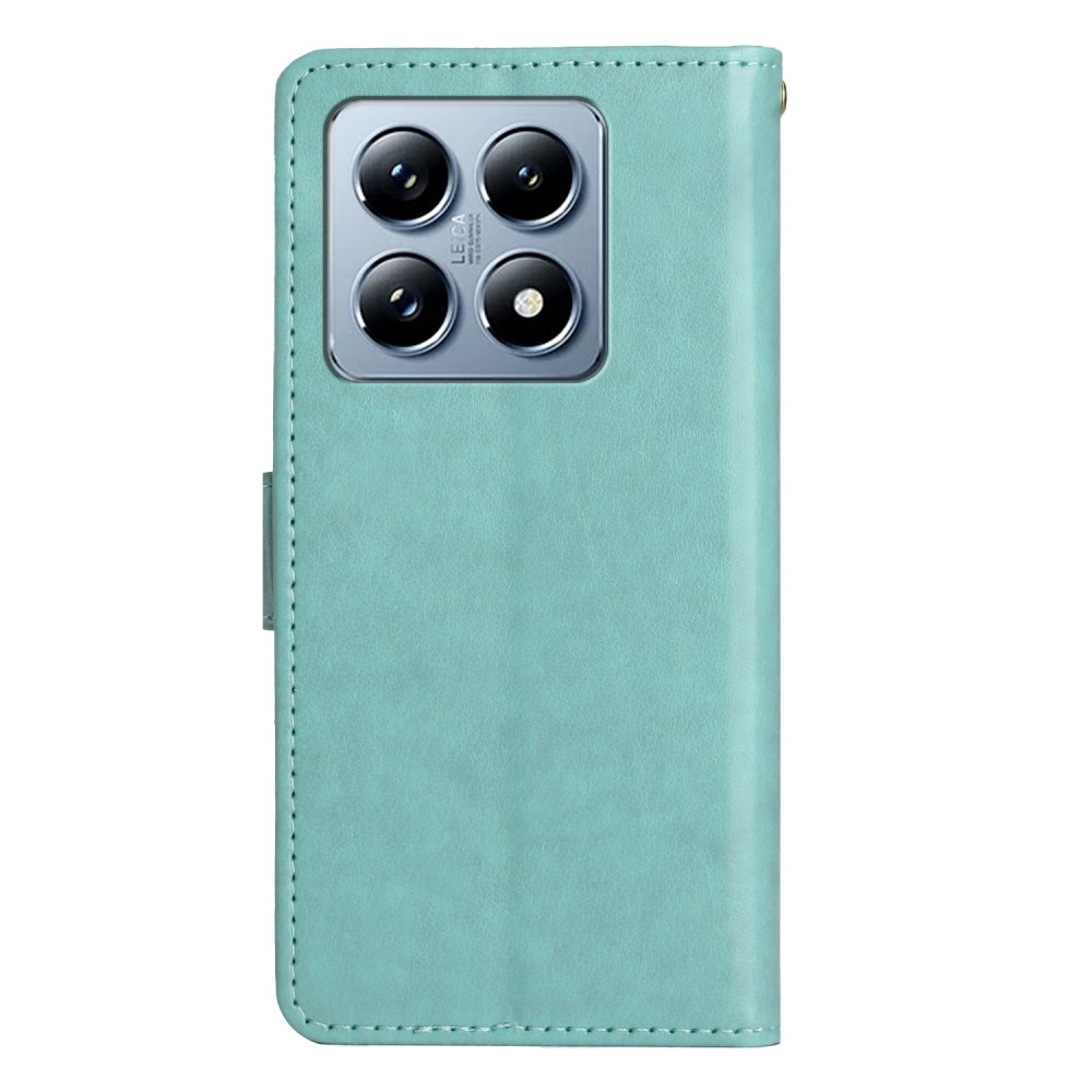 Virágok könyv tok Xiaomi 14T Pro - teal - teal