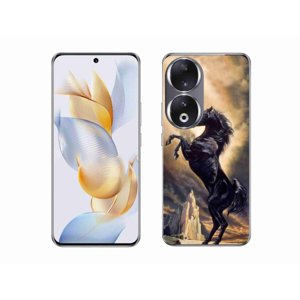 Zselés borító mmCase a Honor 90-hez - fekete rajzfilm ló