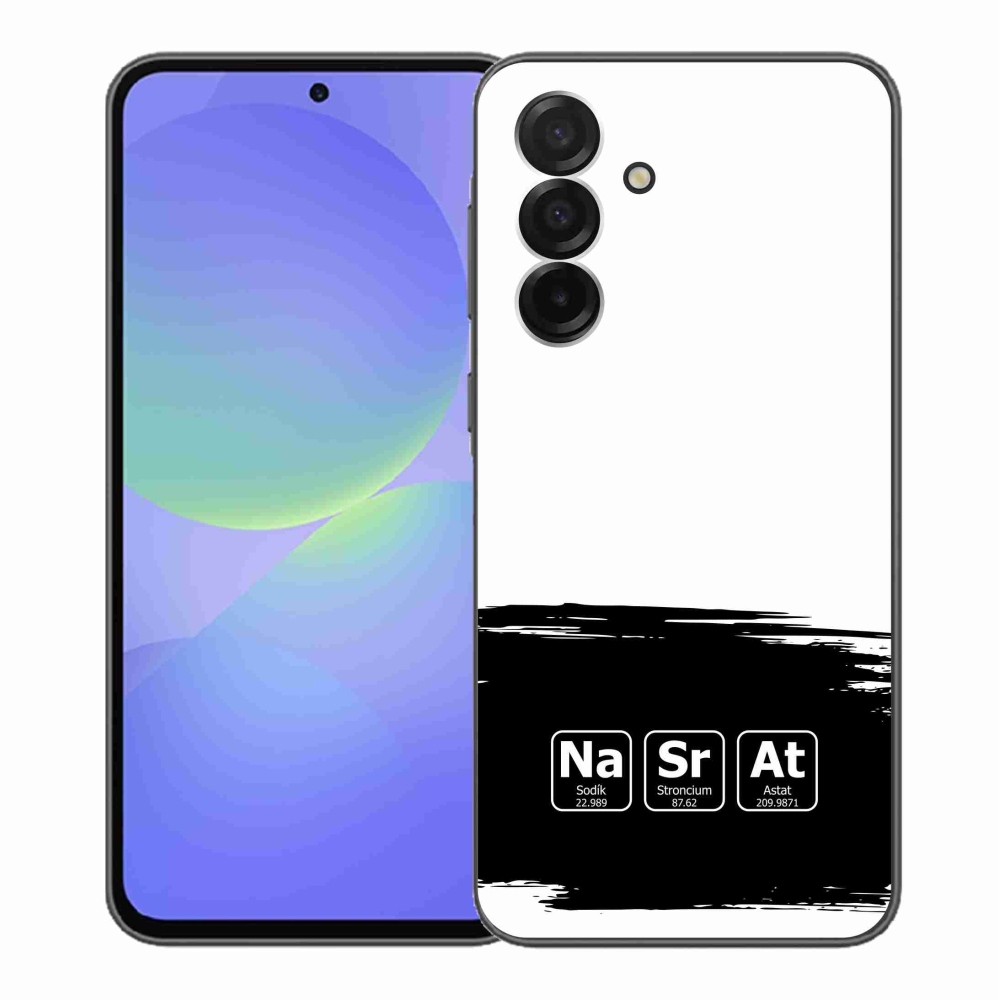 Gél borítás mmCase Samsung Galaxy A36 5G - kémiai elemek fekete és fehér háttérrel