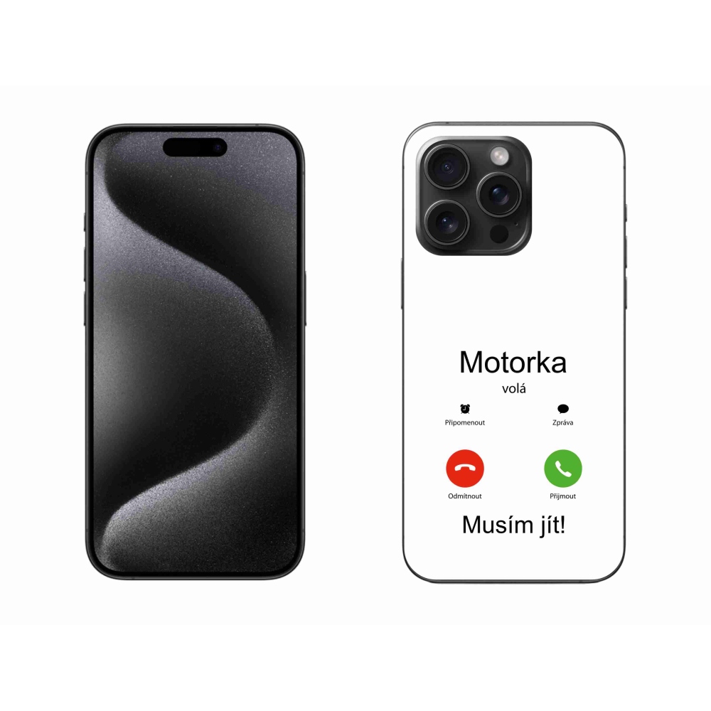 Gél borítás mmCase iPhone 15 Pro Max készülékhez - motoros hívások fehér háttérrel
