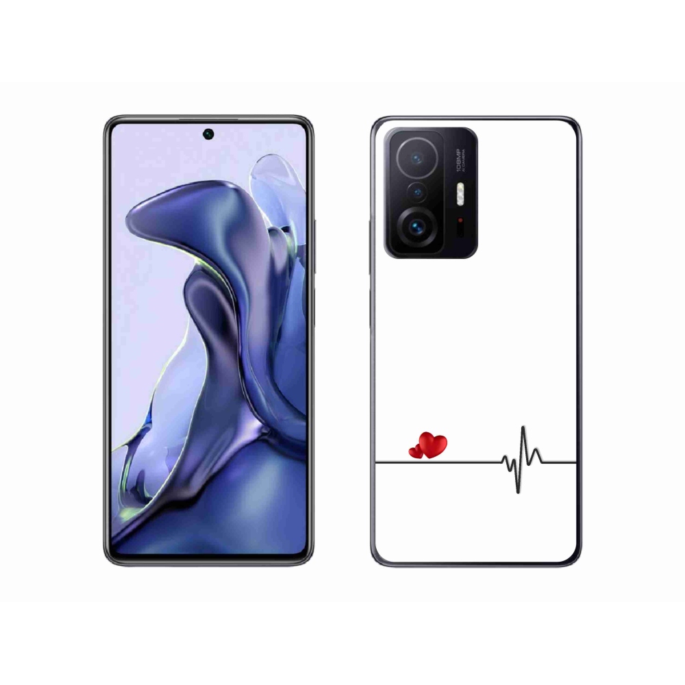 Gél borító mmCase a Xiaomi 11T-hez - szív és szívverés fehér háttérrel