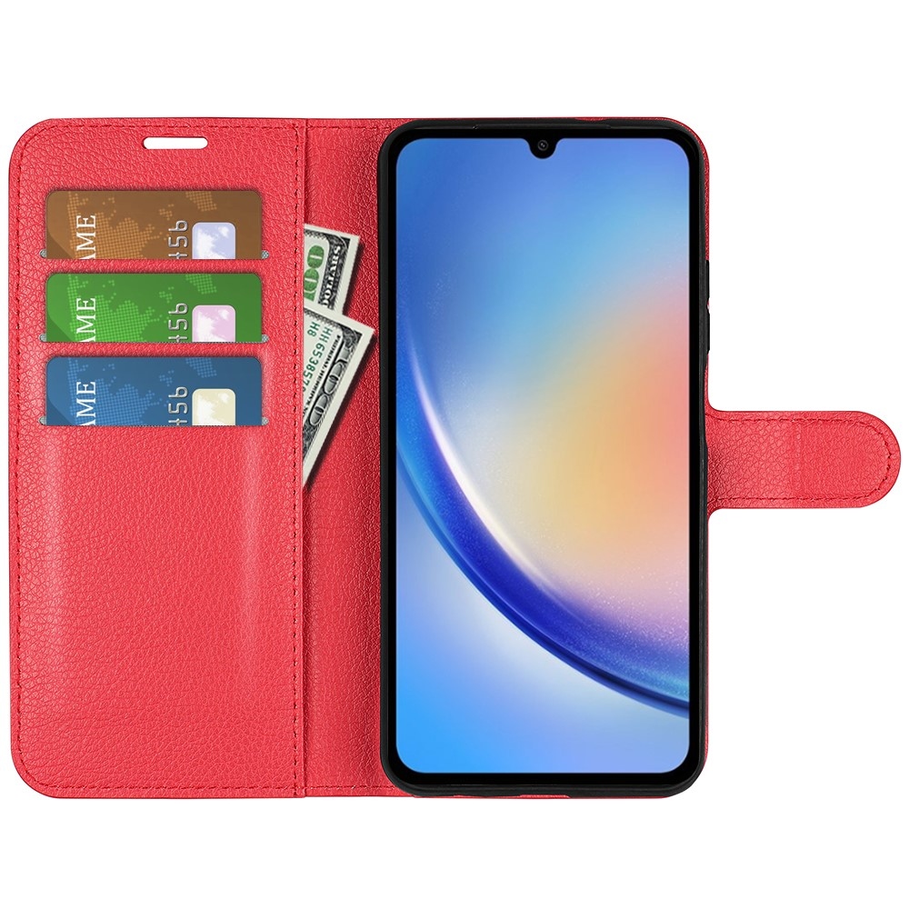 Litchi könyv tok Samsung Galaxy A35 5G - piros