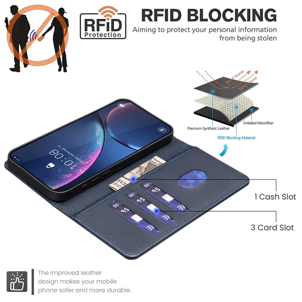 BINFEN könyvtáska Xiaomi Redmi Note 14 Pro 5G/Poco X7 5G/Note 14 Pro+ 5G - kék