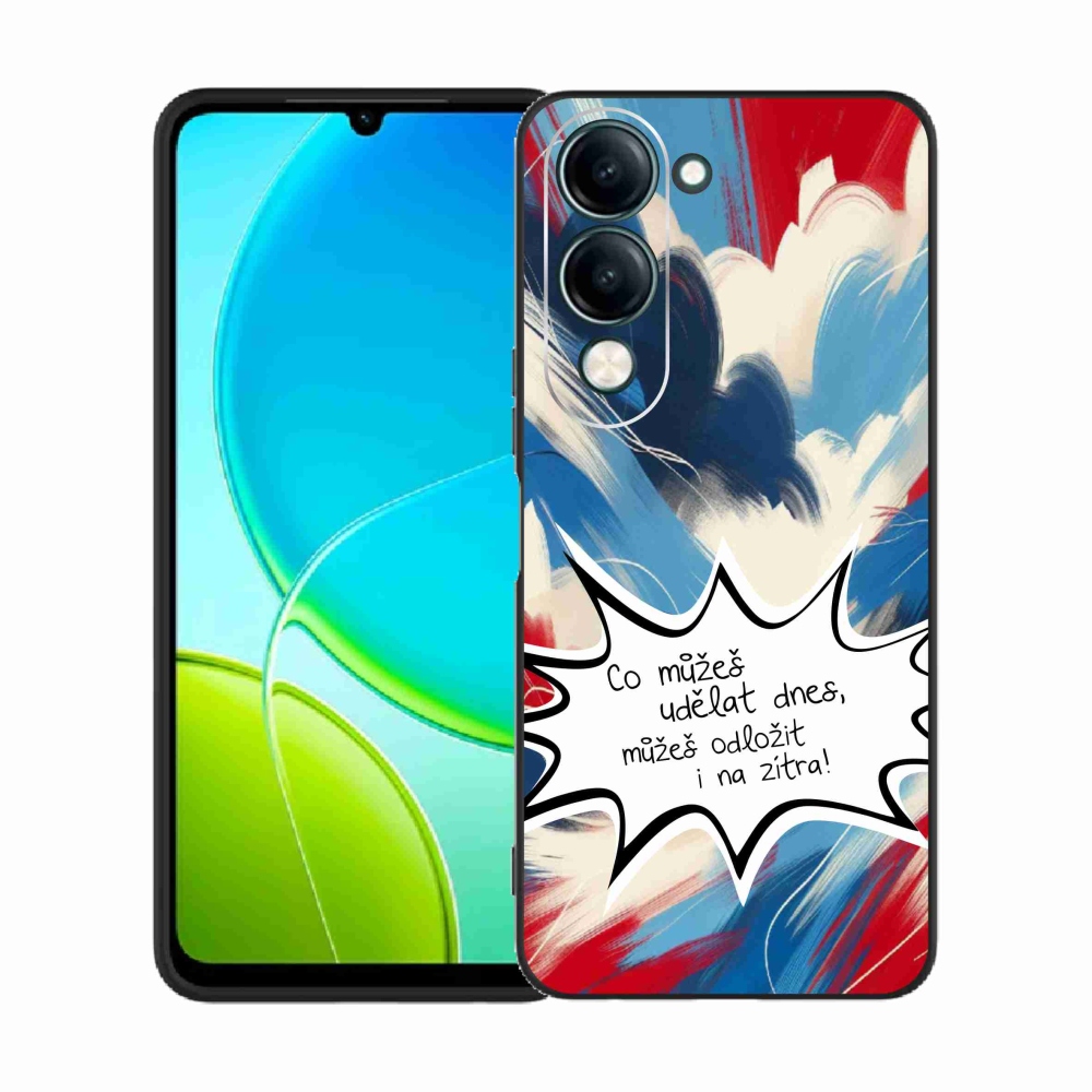 Gél borító mmCase a Vivo Y29s 5G-hez - vicces szöveg 9 fehér háttér