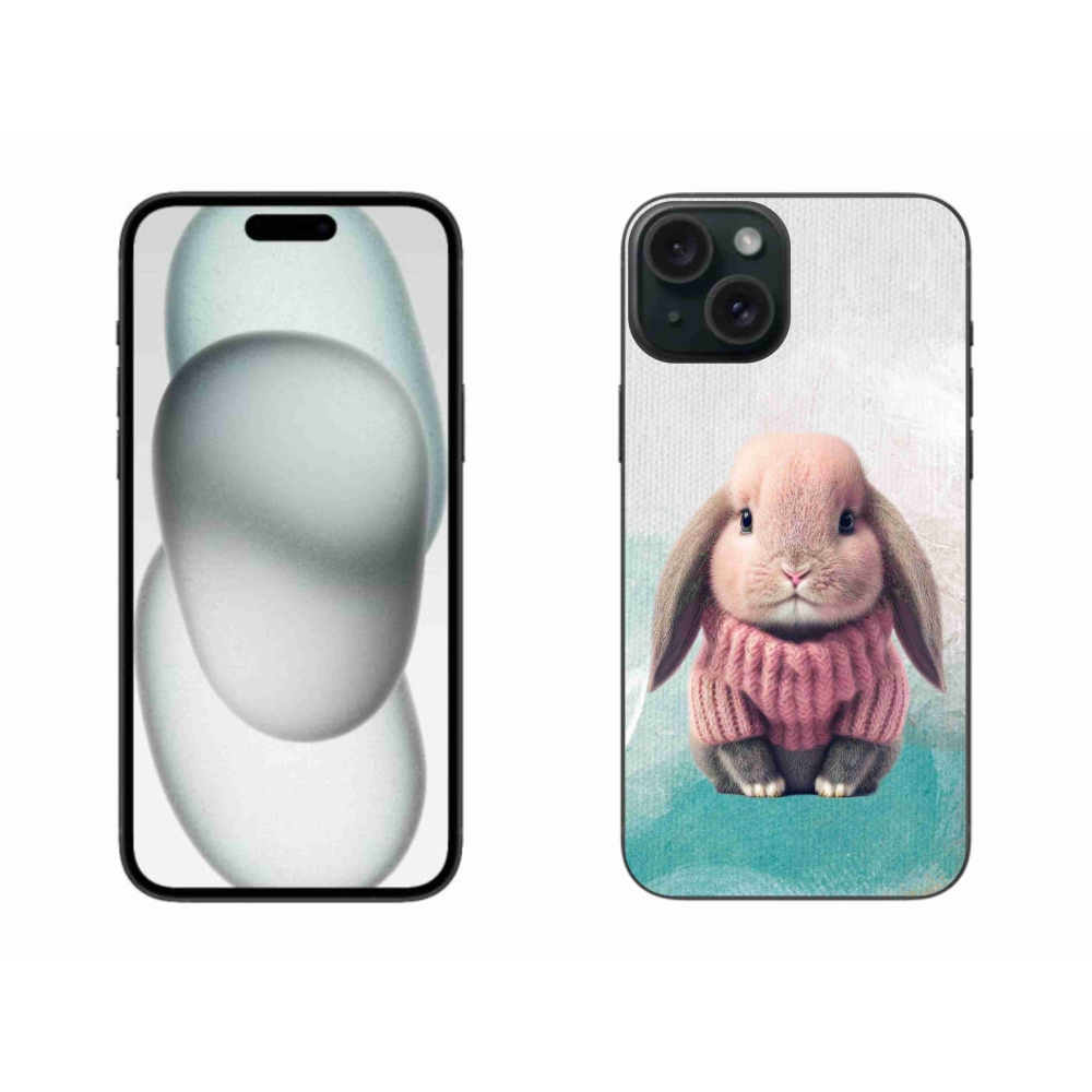 Zselés borítás mmCase iPhone 15 Plus készülékhez - nyúl pulóverben