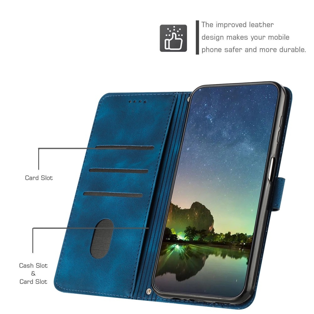 Háromszög alakú könyv tok Samsung Galaxy S25 készülékhez - kék