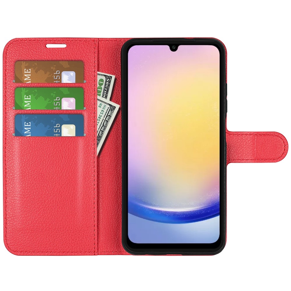 Litchi könyv tok Samsung Galaxy A26 5G - piros