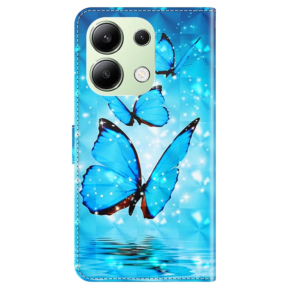 Nyomtatott könyv tok Xiaomi Redmi Note 13-hoz - kék pillangók