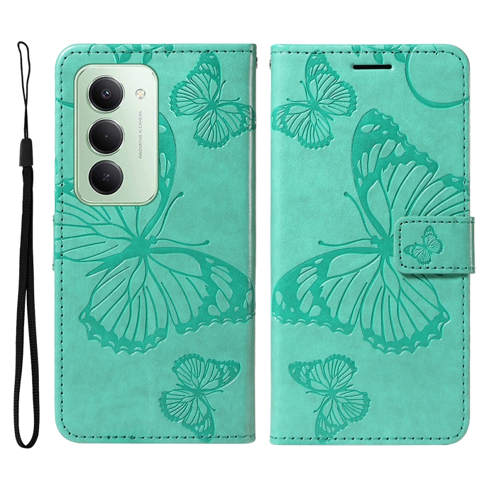 Nagy pillangó könyv tok Xiaomi Redmi 15 4G (171mm) - teáskék színben