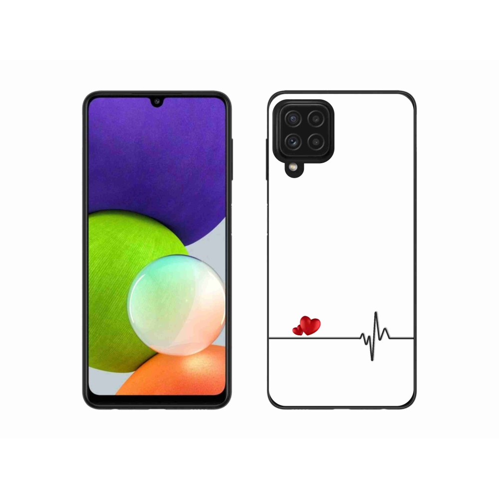 Gél borító mmCase Samsung Galaxy A22 4G - szív és szívverés fehér háttérrel