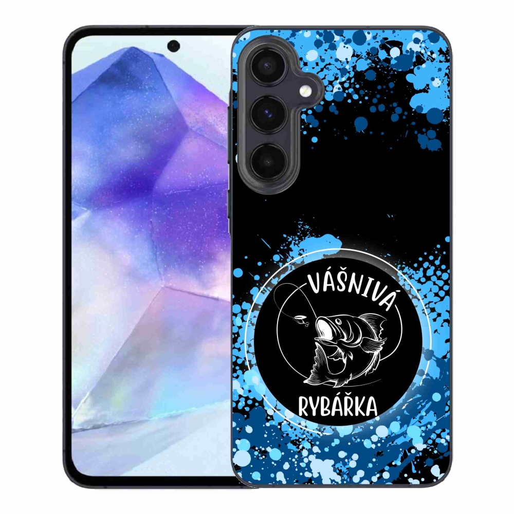 Gél borító mmCase Samsung Galaxy A55 5G - szenvedélyes halásznő fekete háttérrel