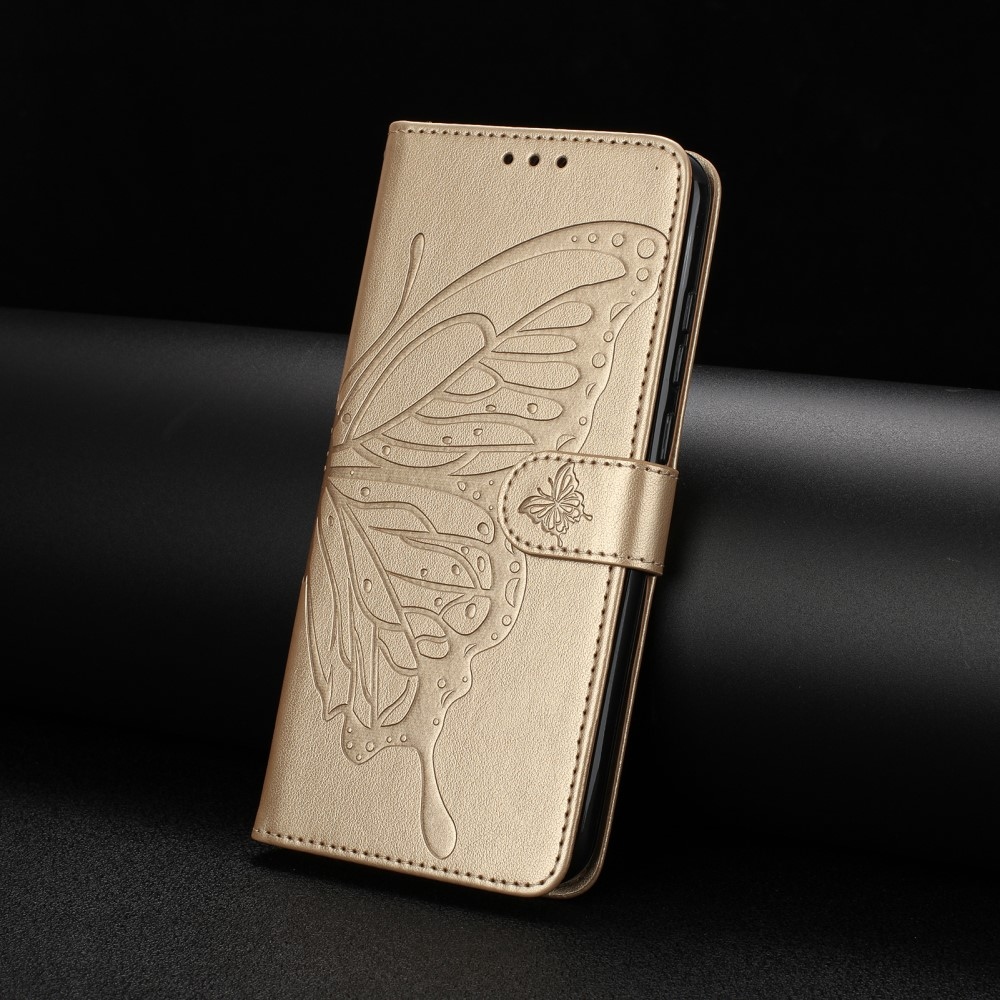 Virágos pillangó könyv tok Xiaomi Redmi A5 (171.7x77.8x8.3mm) - arany színben