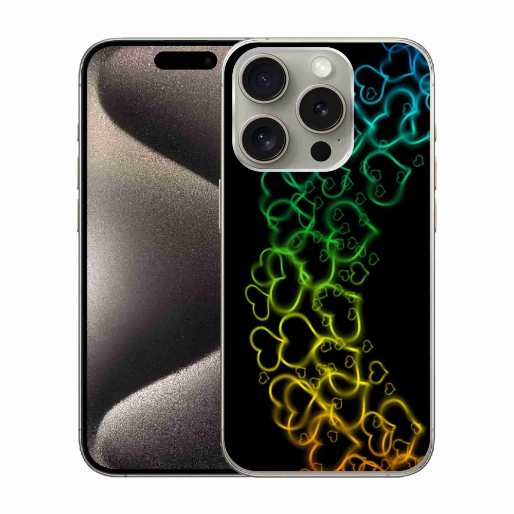 Zselés borítás mmCase iPhone 15 Pro készülékhez - színes szívek