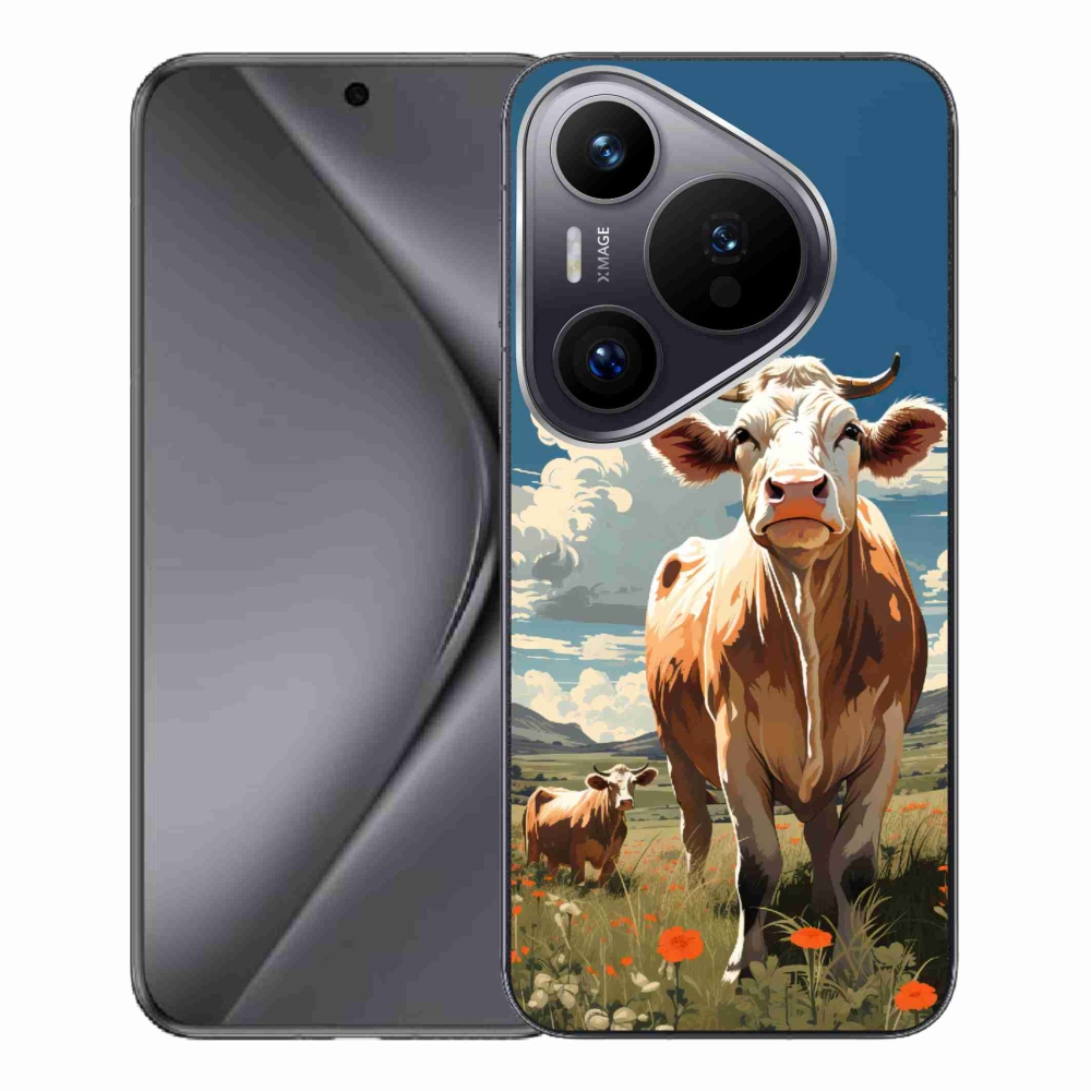 Zselés borítás mmCase a Huawei Pura 70 Pro számára - tehenek a réten