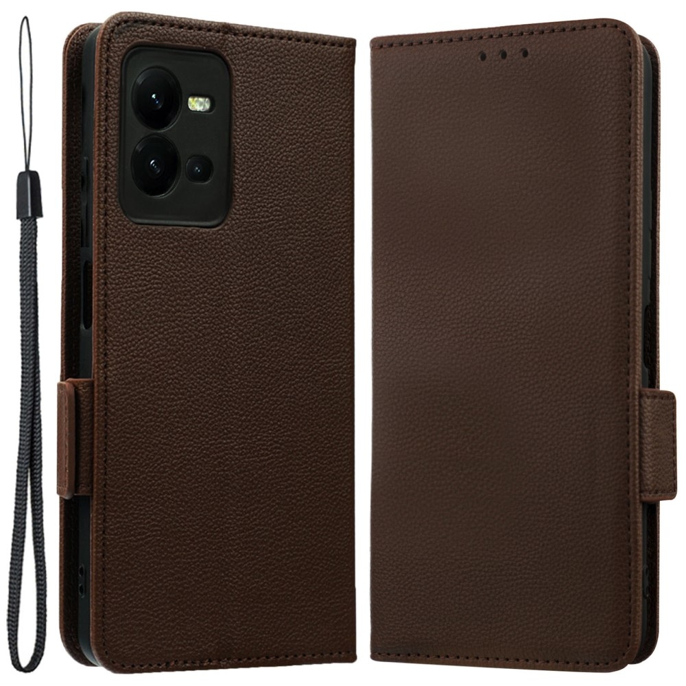 Tárcás könyv tok Vivo X80 Lite-hoz - barna