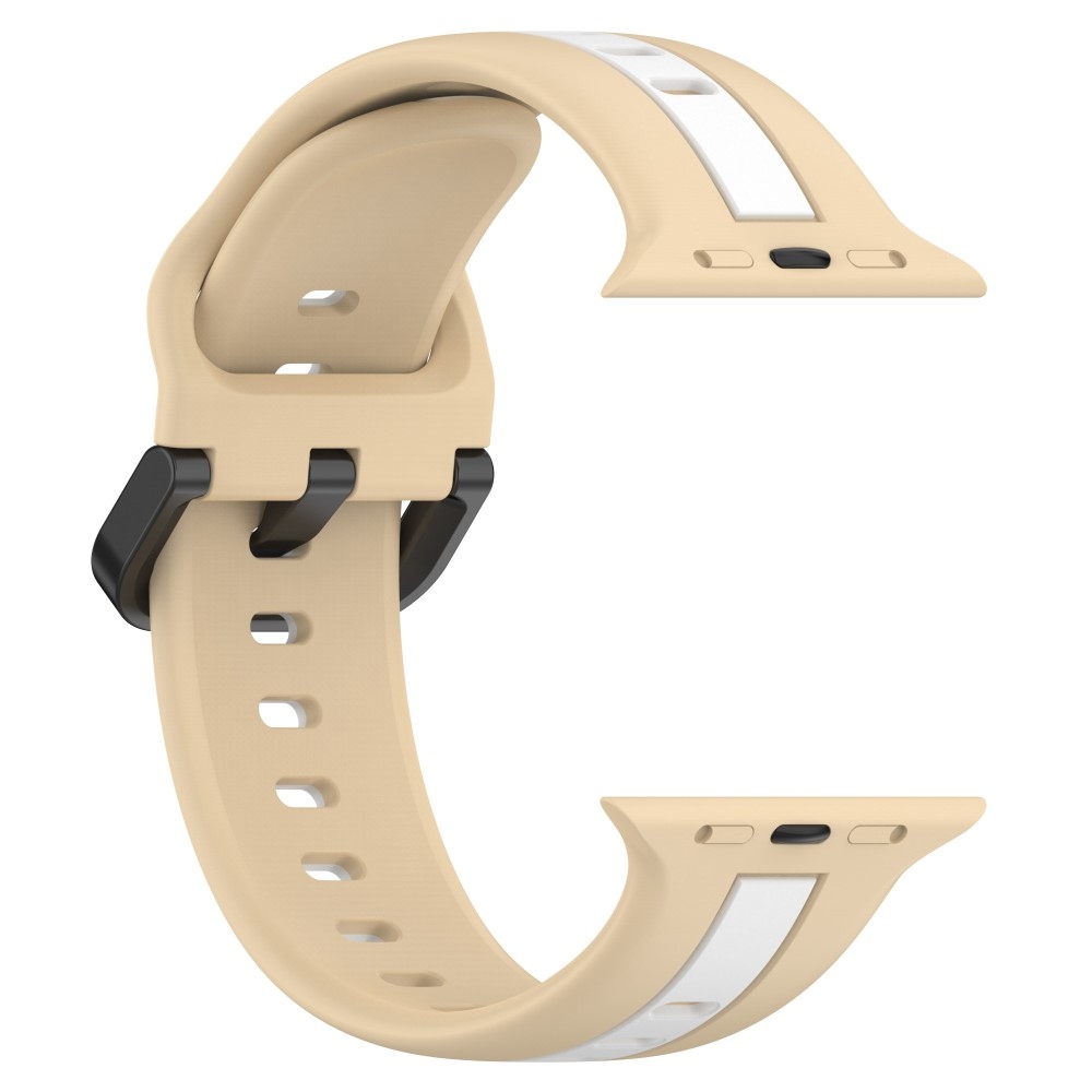 Szíj szilikon szíj Apple Watch Ultra/Ultra 2 49mm/SE/SE 2022/2023 44mm/9/8/7 45mm/6/5/4 44mm/3/2/1 42 mm - khaki/fehér
