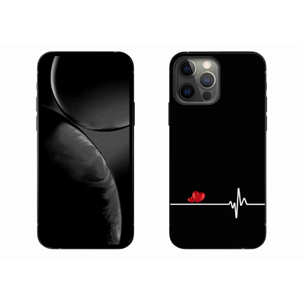 Gél borítás mmCase iPhone 13 Pro Max 6.7 készülékhez - szív és szívverés fekete háttérrel