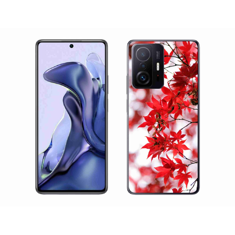 Gél borítás mmCase a Xiaomi 11T Pro számára - piros levelek