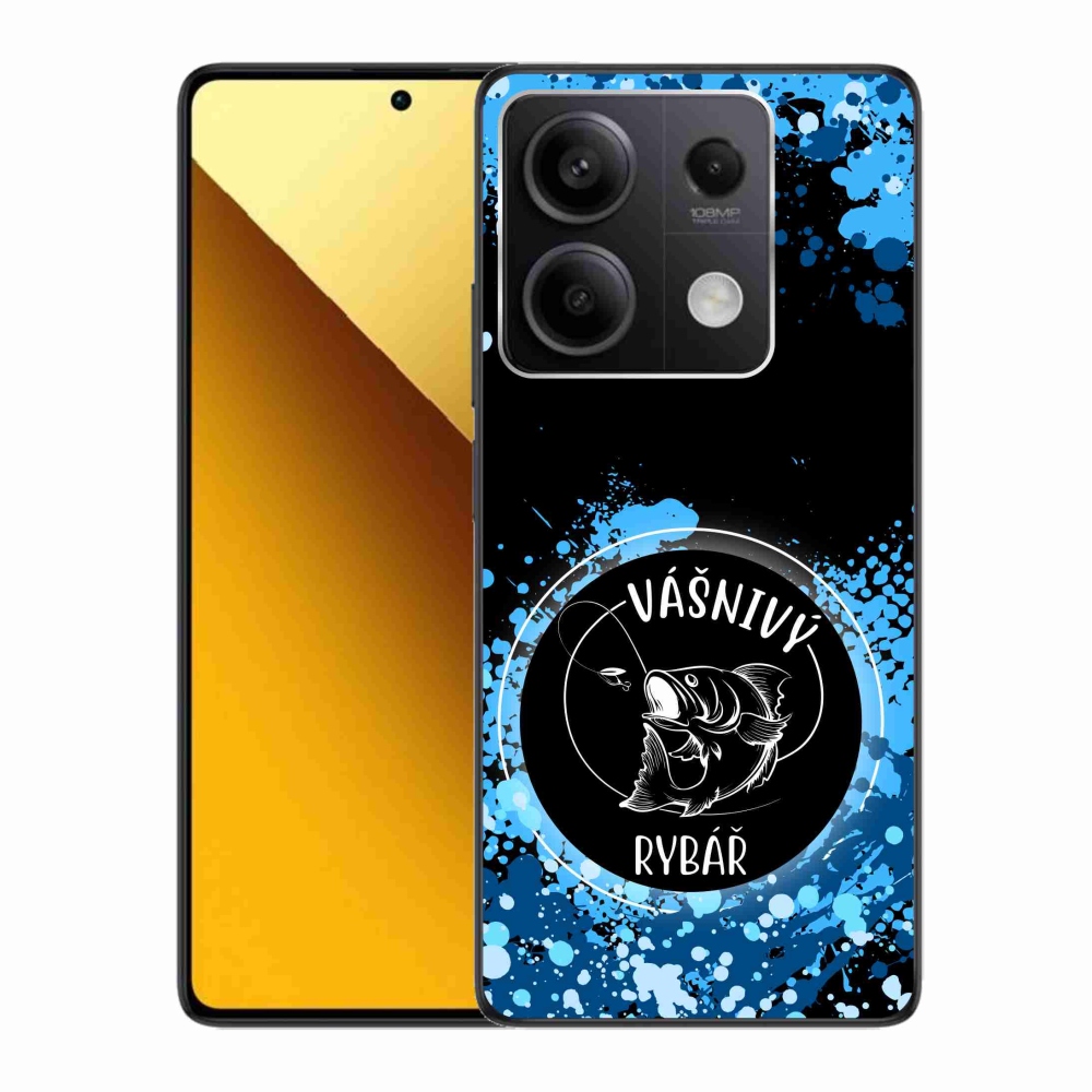 Gél borító mmCase a Xiaomi Redmi Note 13 5G számára - szenvedélyes halász fekete háttérrel