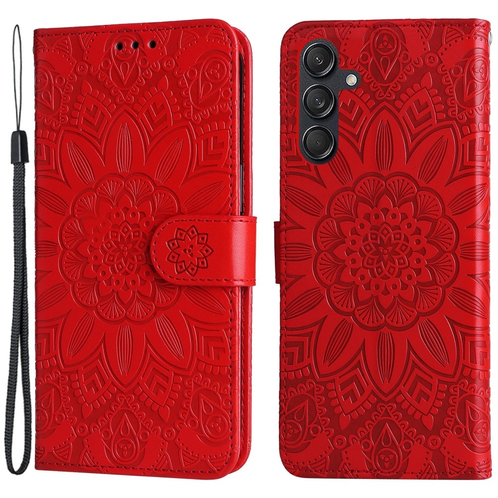 Napraforgó könyvtáska Samsung Galaxy M55 5G - piros