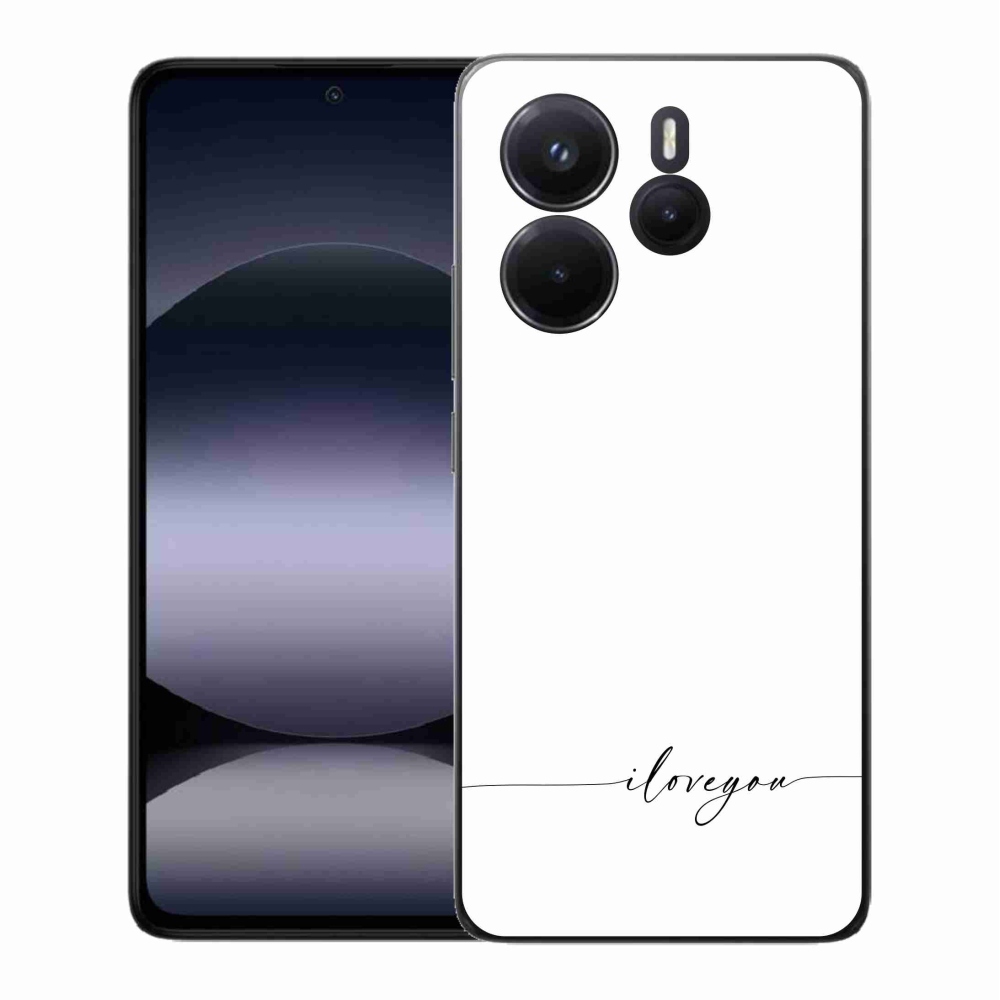 Gél borító mmCase a Xiaomi Redmi Note 14-hez - I love you fehér háttérrel