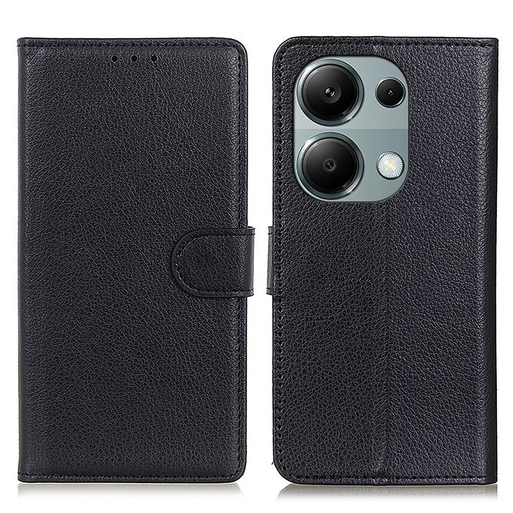 Litchie könyv tok a Xiaomi Redmi Note 13 Pro 4G/Poco M6 Pro számára - fekete