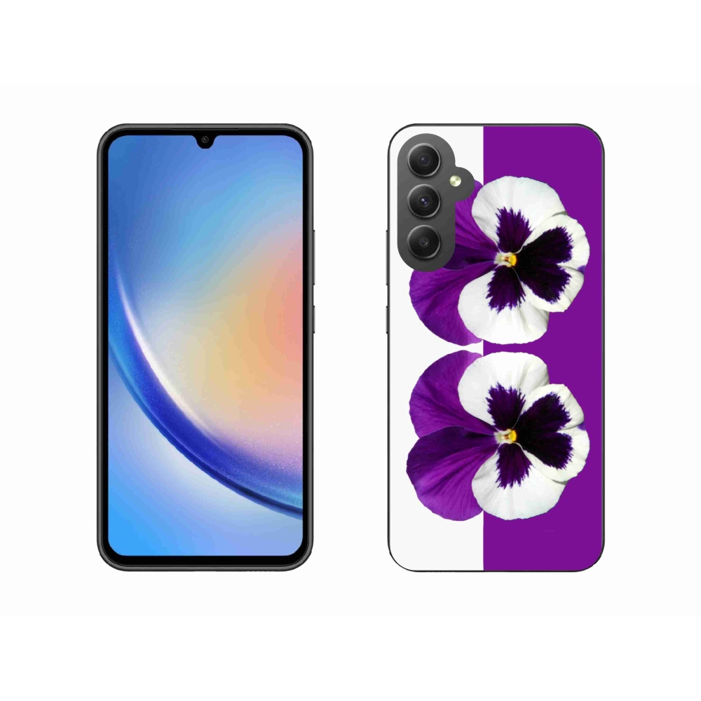 Gél védőhuzat mmCase Samsung Galaxy A34 5G - lila és fehér virág