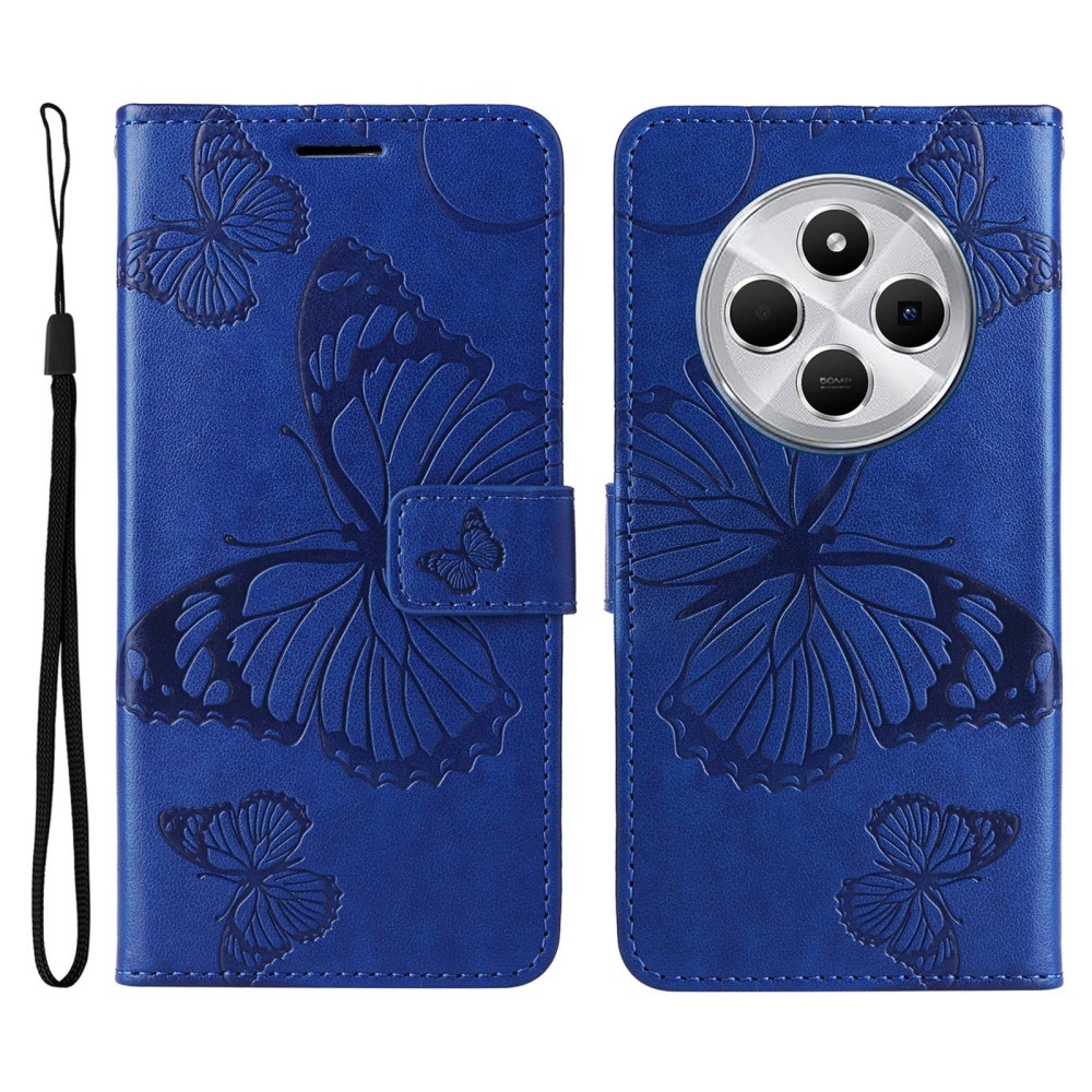 Nagy pillangó könyv tok Xiaomi Redmi 14C/Poco C75 - kék
