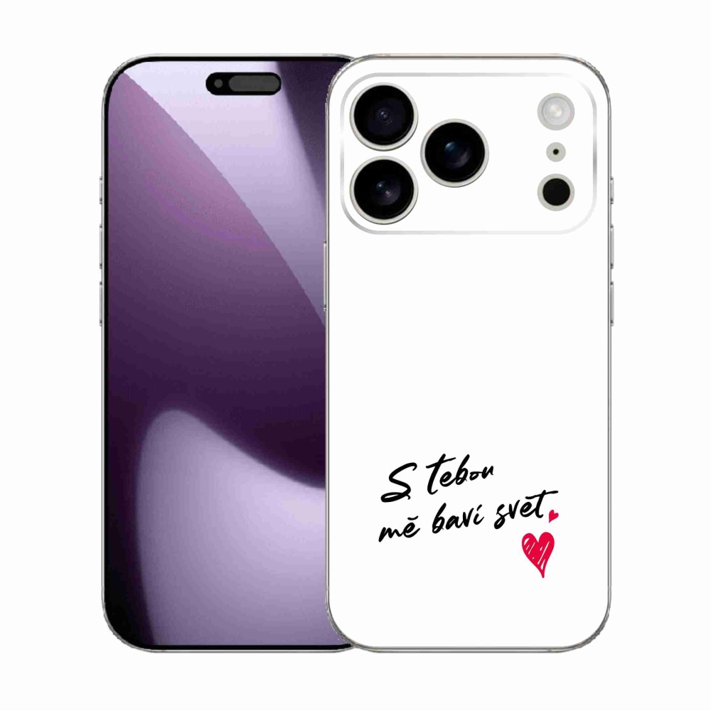 Gél borítás mmCase iPhone 17 Pro készülékhez - szerelmes szöveg 1 fehér háttér