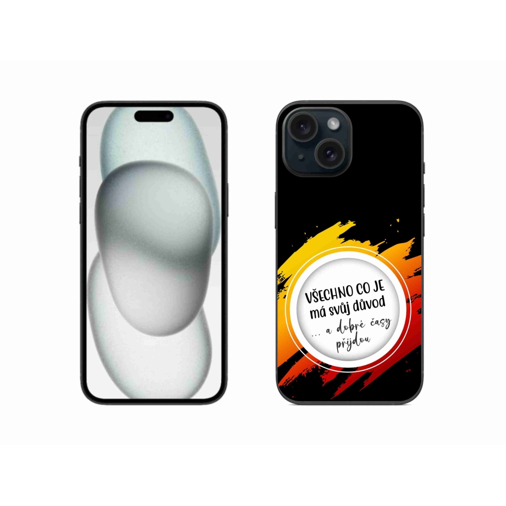Zselés borítás mmCase iPhone 15-hez - idézet 3 fekete háttér