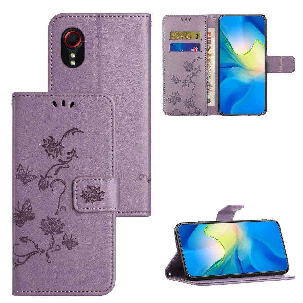 Virágos könyv tok Samsung Galaxy Xcover 7 készülékhez - világos lila