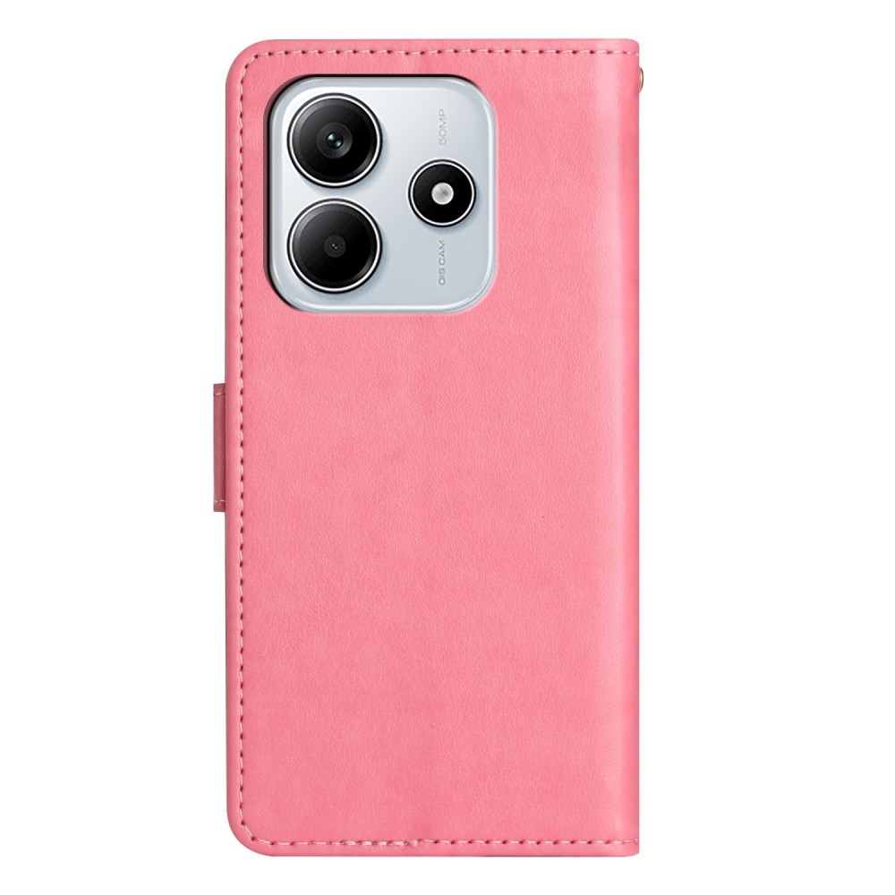 Virágok könyv tok Xiaomi Redmi Note 14 5G - rózsaszínű