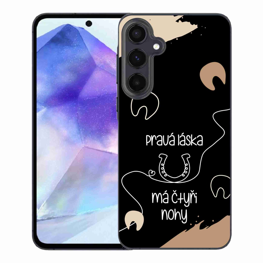 Gél borítás mmCase Samsung Galaxy A55 5G - ló motívum fekete háttérrel