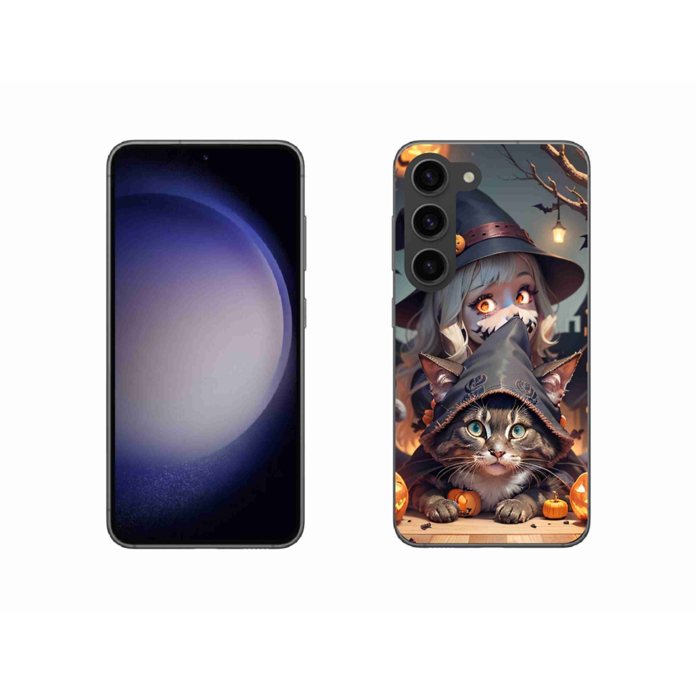 Gél borító mmCase Samsung Galaxy S23 5G - boszorkány macskával - Samsung Galaxy S23 5G tok