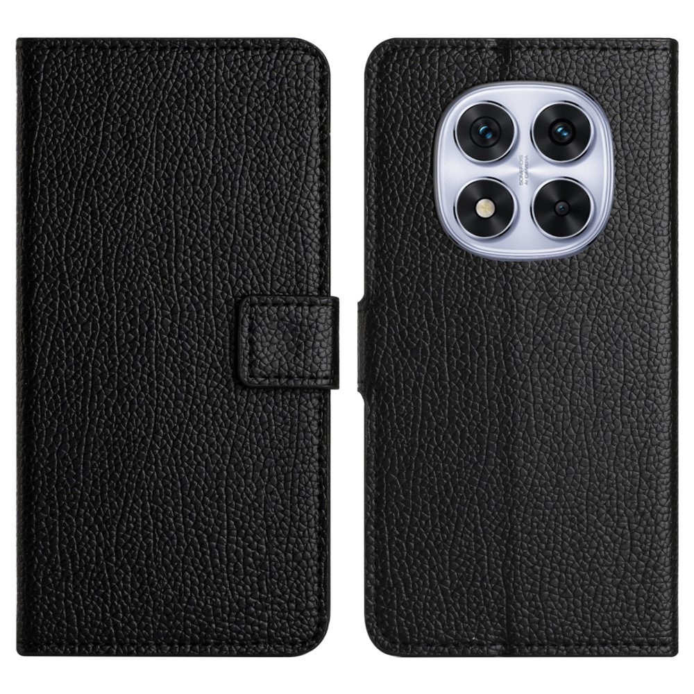 Litchie könyv tok Xiaomi Redmi Note 14 Pro 5G/Poco X7 5G/Note 14 Pro+ 5G - fekete