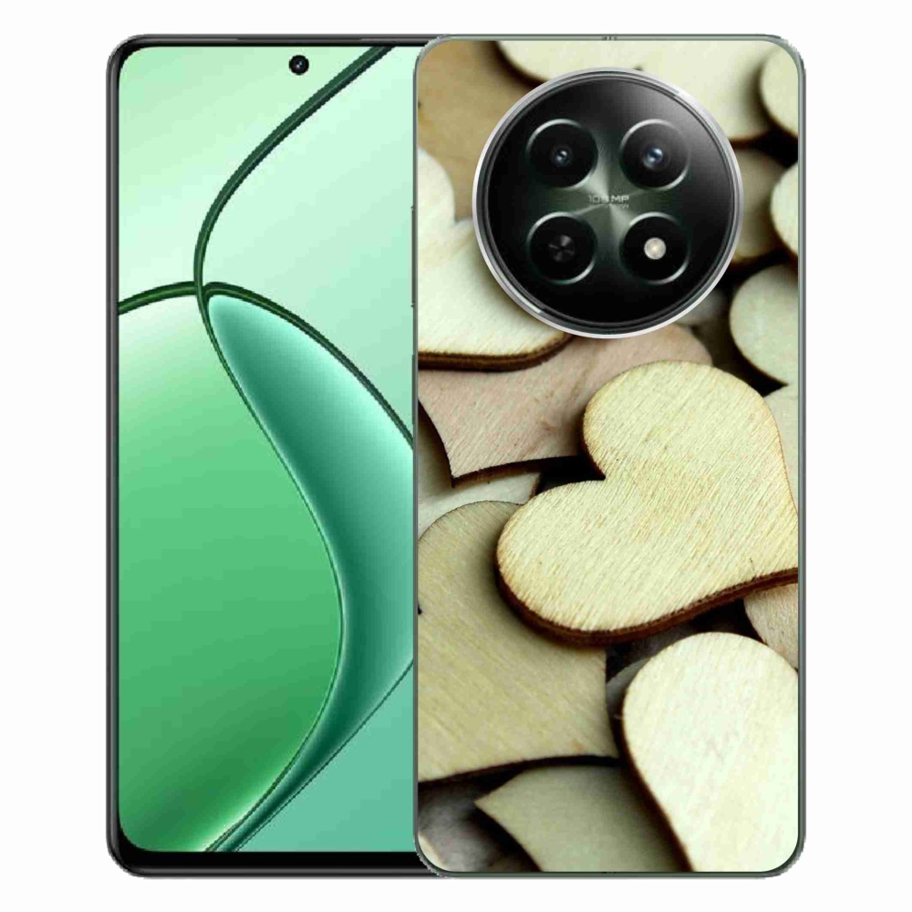 Zselés borítás mmCase a Realme 12 5G/12x 5G készülékhez - fából készült szívek
