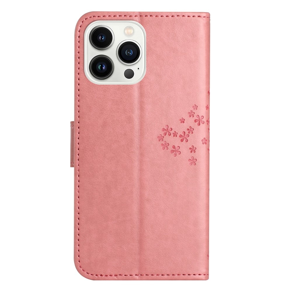 Fás könyv tok iPhone 15 Pro Max készülékhez - rózsaszín