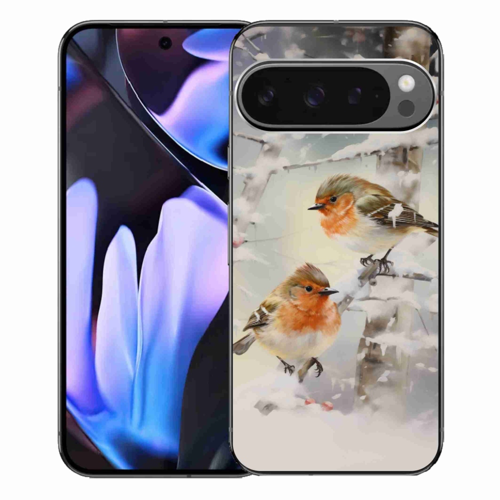 Gél borítás mmCase a Google Pixel 9 Pro XL számára - madarak télen