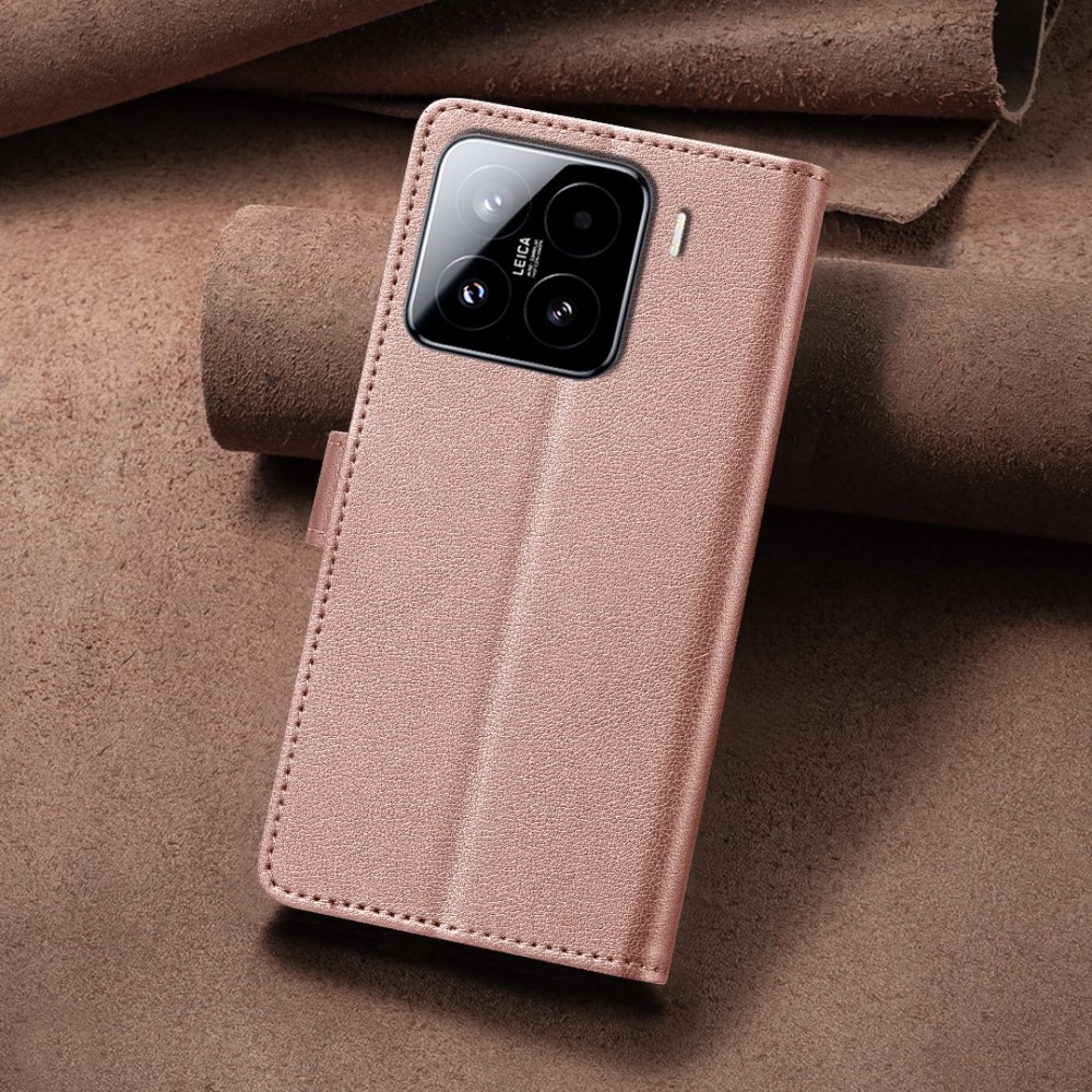 BINFEN könyv tok a Xiaomi 15 Pro-hoz - rózsaarany színben