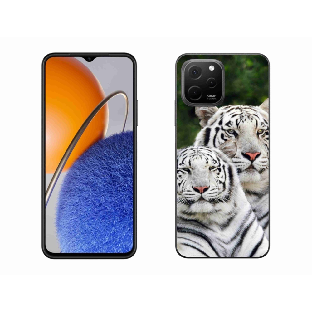 Gél tok mmCase a Huawei Nova Y61 készülékhez - fehér tigrisek