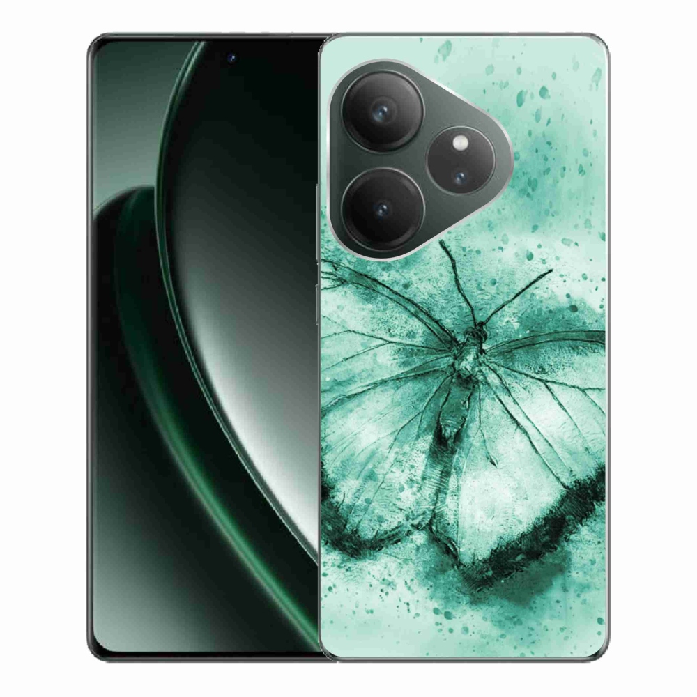 Gél tok mmCase a Realme GT 6 5G/GT 6T 5G számára - zöld pillangó