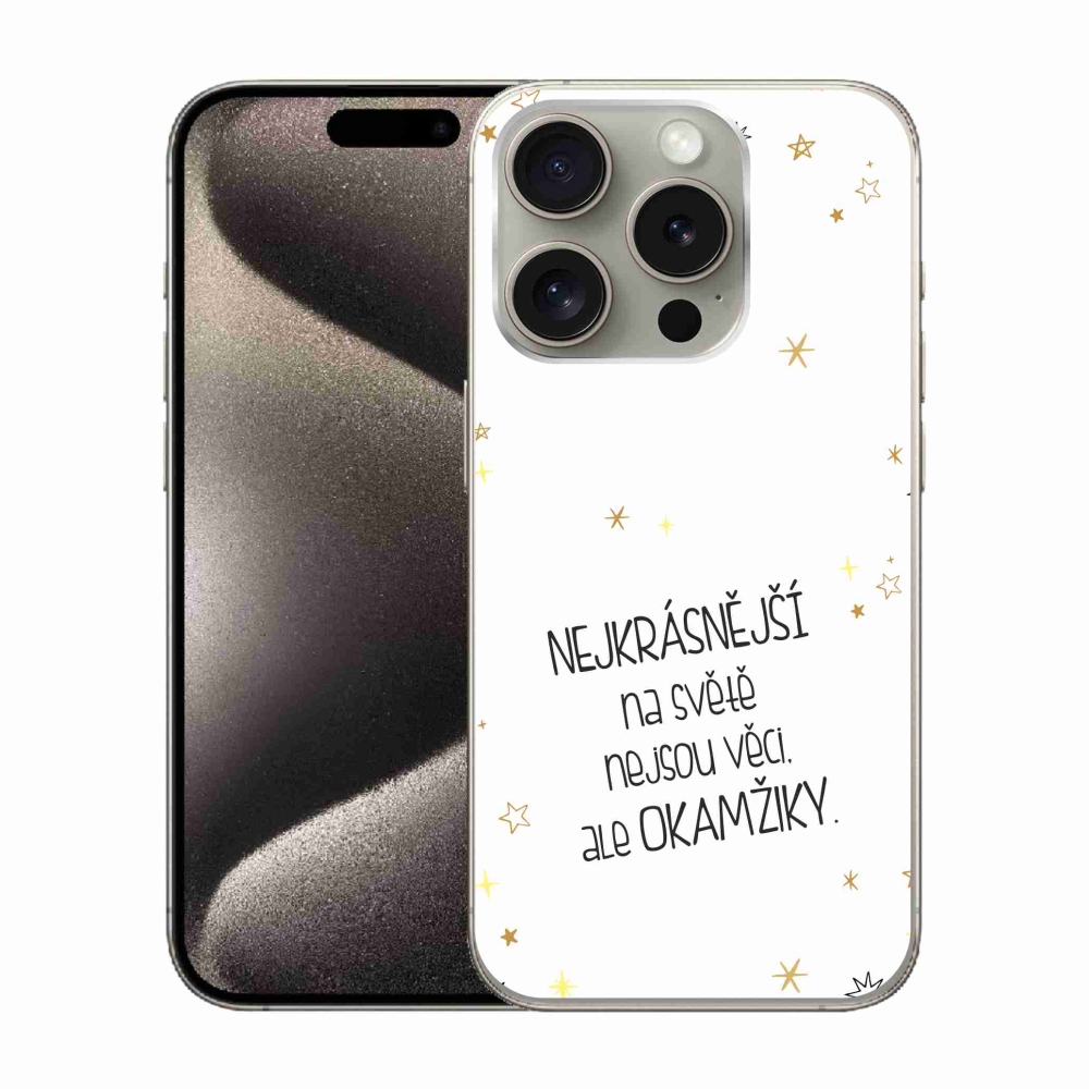 Zselés borítás mmCase iPhone 15 Pro készülékhez - idézet 4 fehér háttér