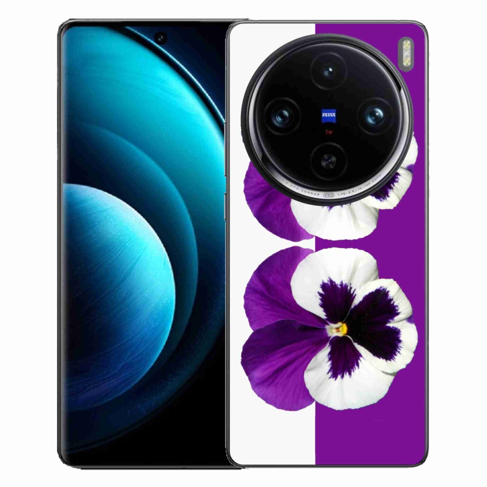 Zselés borítás mmCase Vivo X100 Pro 5G - lila és fehér virághoz