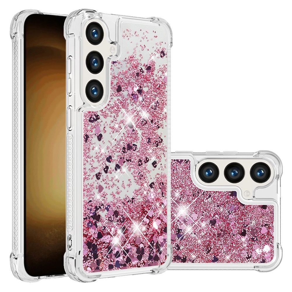 Glitter homokóra zselés tok Samsung Galaxy S24+ készülékhez - rózsaarany/szív