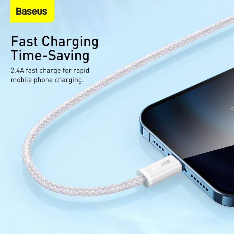 Baseus Dynamic sorozat gyors töltő adatkábel USB-A - világítás 2.4A 1m Fehér